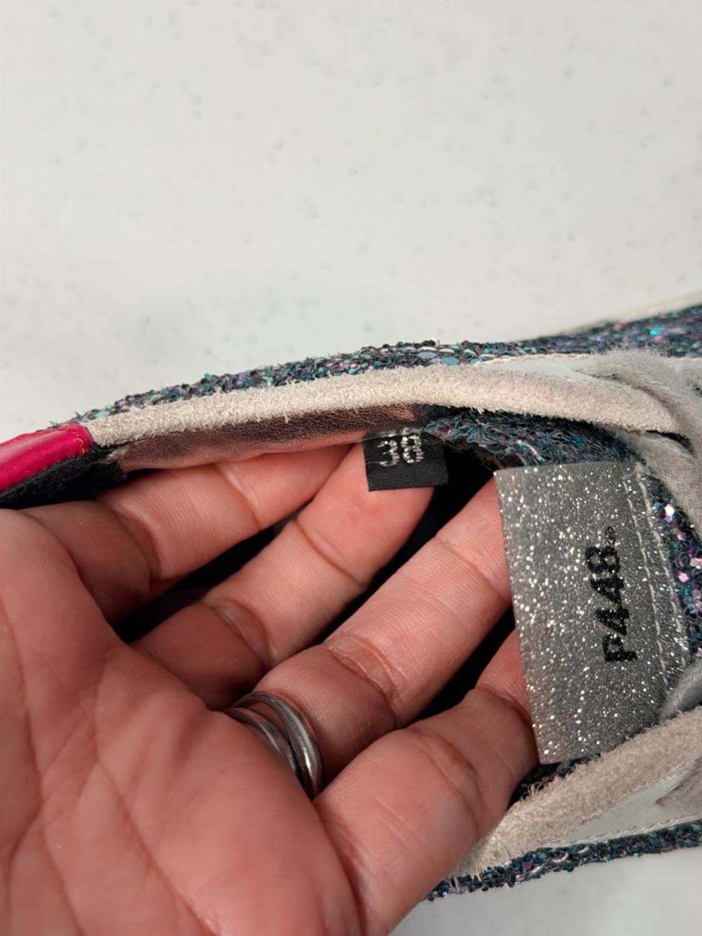 P448 Glitter Low-Top Sneakers with Pink Heel - Picture 8 of 10